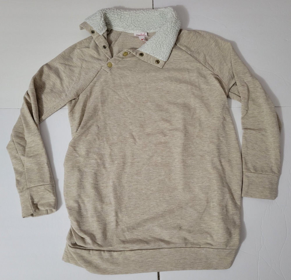 Isabel Maternity by Ingrid & Isabel Womens M Beige Sherpa Collar Sweatshirt